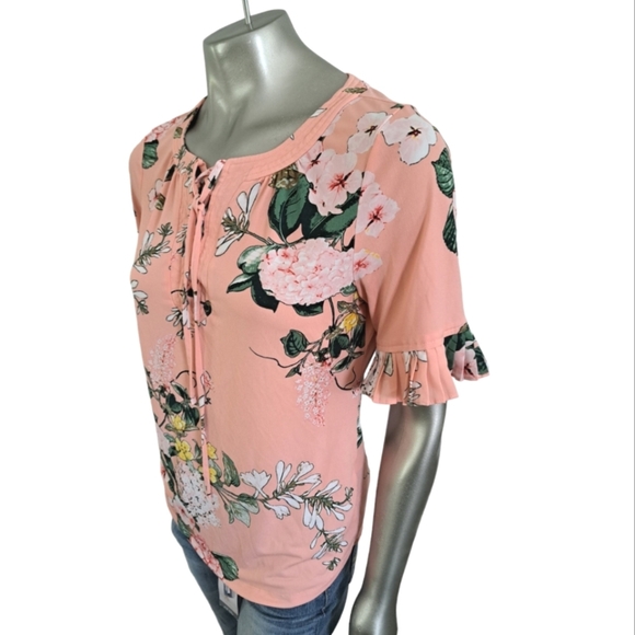 🪻BOGO🪻 NWOT 7th Avenue Peach Floral Top‎ - Size Medium - Picture 5 of 11